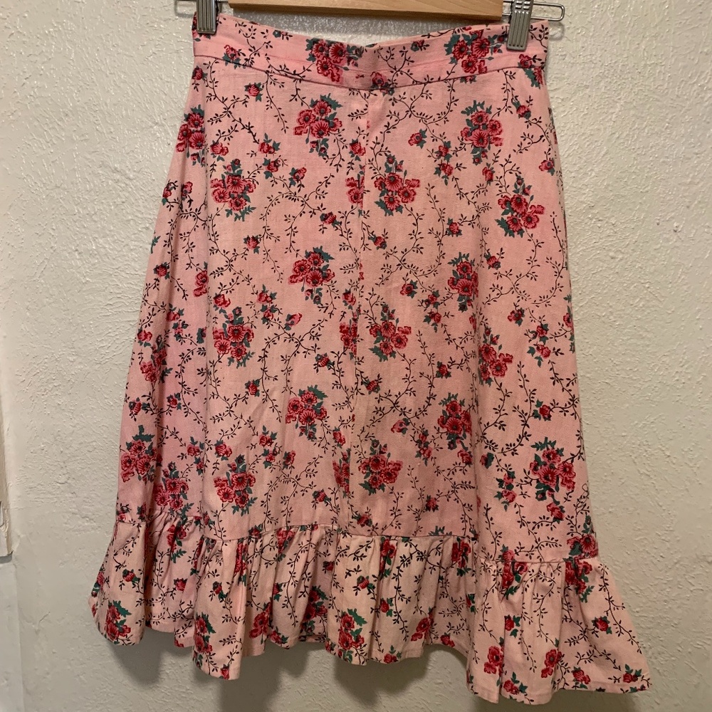 VINTAGE Pink Midi Length Button Down Skirt